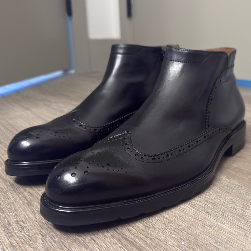 Leizilei Black Leather Men's Boots